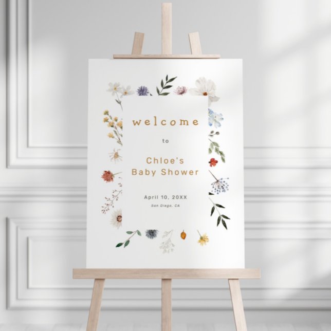 Wildflower Floral Frame Baby Shower Welcome Foam Board (Creator Uploaded)