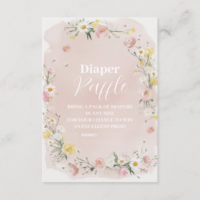 Wildflower Floral Frame  Diapper Raffle Enclosure Card (Front)