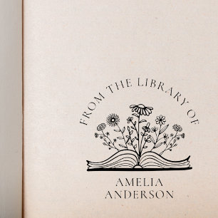 Wildflower Floral From the Library of Custom Name Self-inking Stamp