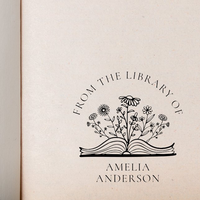 Wildflower Floral From the Library of Custom Name Self-inking Stamp (Creator Uploaded)