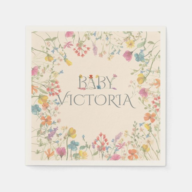 Wildflower floral garden Baby Shower  Napkins (Front)