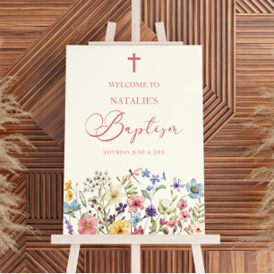 Wildflower Floral Garden Baptism Welcome Sign