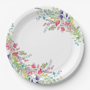 Wildflower Floral Garden Bridal Shower Paper Plates