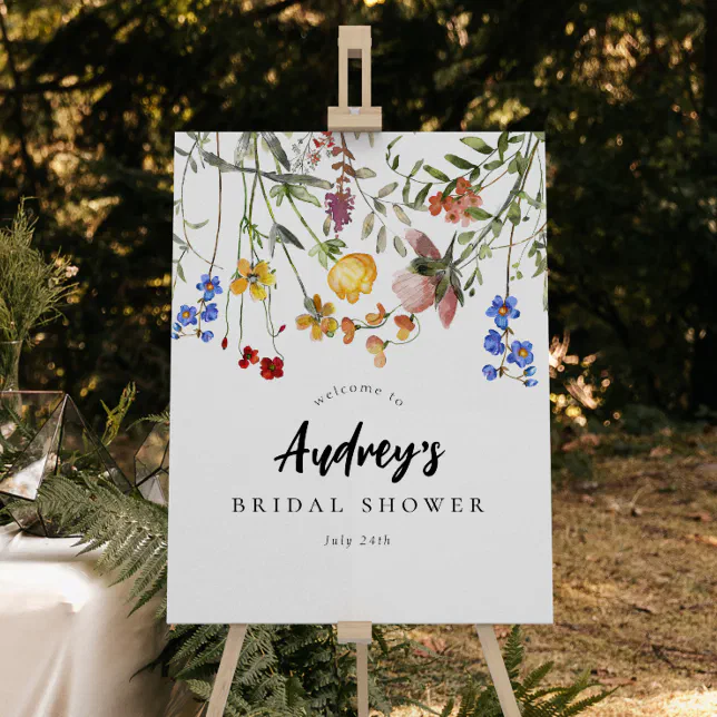 Wildflower Floral Garden Bridal Shower Sign Zazzle