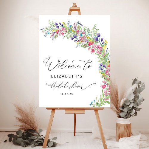 Wildflower Floral Garden Bridal Shower Welcome Foam Board