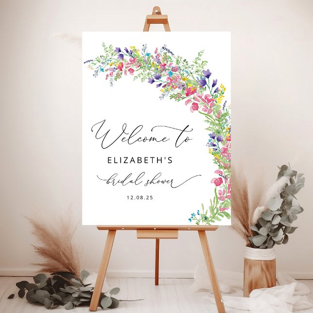Wildflower Floral Garden Bridal Shower Welcome Foam Board (Creator Uploaded)