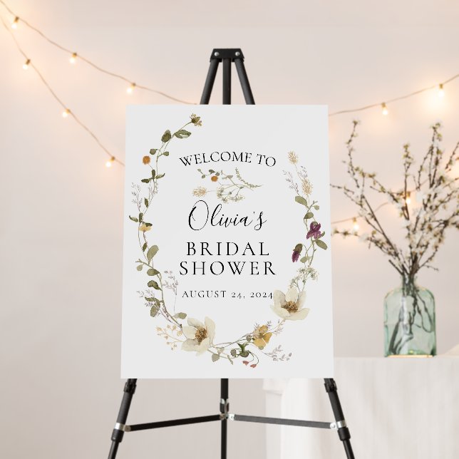 Wildflower floral garden Bridal Shower Welcome Foam Board (In Situ (Stand))