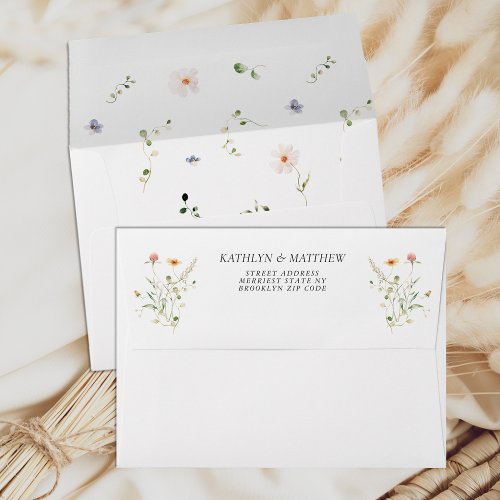 Wildflower Floral Garden Colorful Wedding Envelope