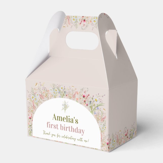 Wildflower Floral Garden Girl Birthday Favor Boxes (Front Side)