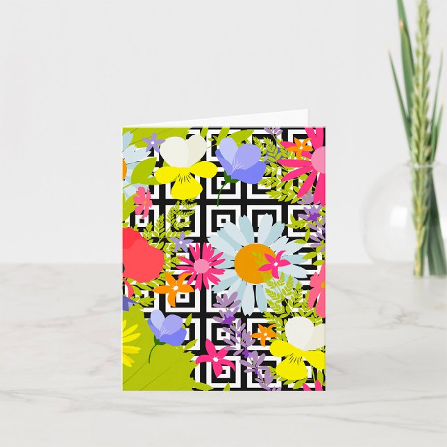 Wildflower Floral Garden on Geometric Pattern Card (Creator Uploaded)
