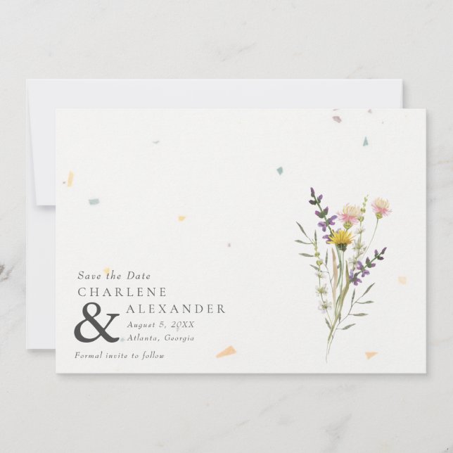 Wildflower Floral Garden Photo Wedding Save The Date (Front)