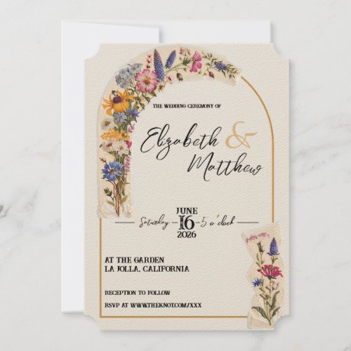 WildFlower Floral Garden Vintage Wedding  Invitation