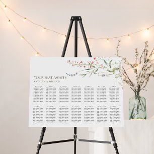 Wildflower Floral Garden Wedding 14 Table Seating Foam Board