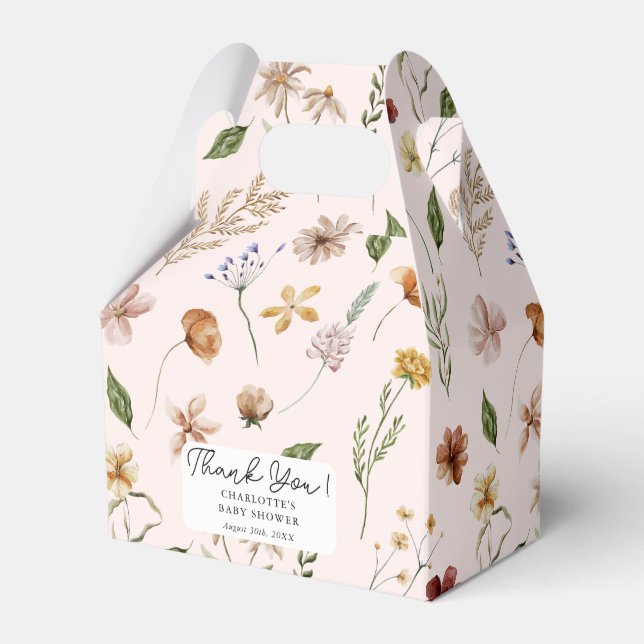 Wildflower Floral Girl Baby Shower Favor Boxes (Front Side)