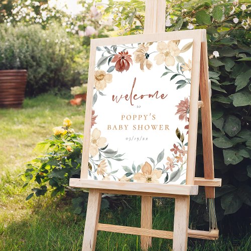 Wildflower Floral Girl Baby Shower Welcome Sign