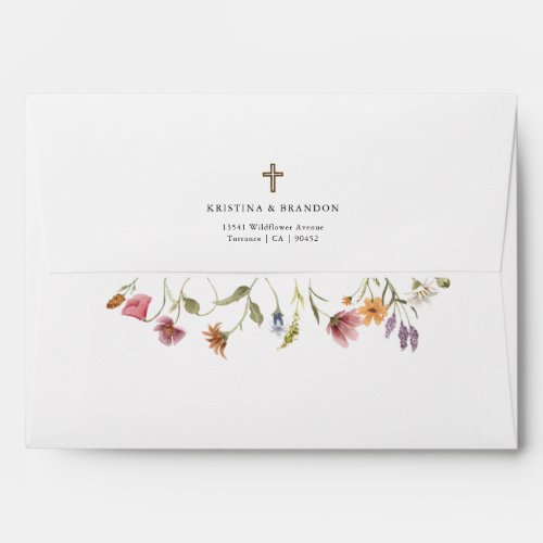 Wildflower Floral Girl Baptism Address Envelope