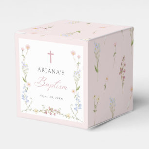 Wildflower Floral Girl Baptism Favor Boxes