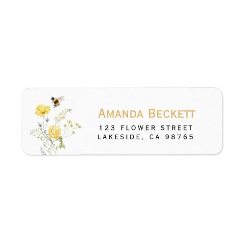 Wildflower Floral Honey Bee  Label