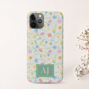 Wildflower Floral iPhone / iPad case with Initials