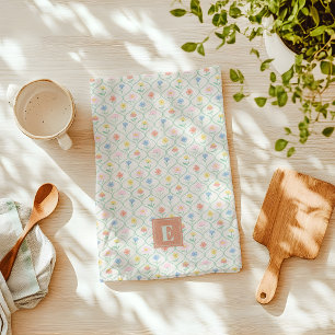 Wildflower Floral Kitchen Towel with Initial