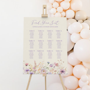Wildflower Floral Large Wedding Seating Chart Foam Board