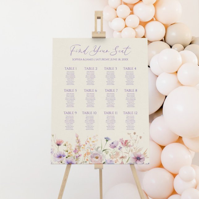 Wildflower Floral Large Wedding Seating Chart Foam Board (Creator Uploaded)