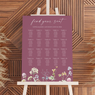 Wildflower Floral Large Wedding Seating Chart Foam Board