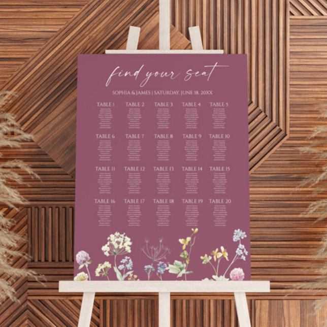 Wildflower Floral Large Wedding Seating Chart Foam Board (Creator Uploaded)