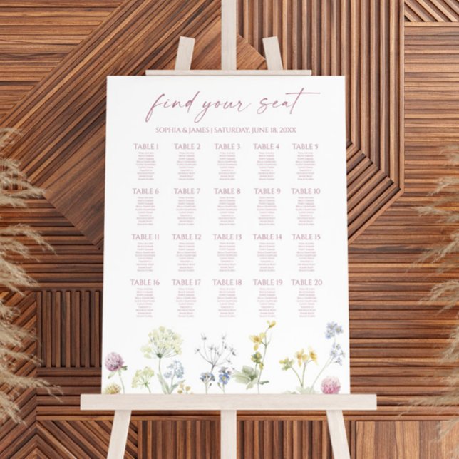 Wildflower Floral Large Wedding Seating Chart Foam Board (Creator Uploaded)