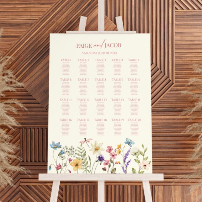 Wildflower Floral Large Wedding Seating Chart Foam Board (Creator Uploaded)