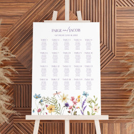 Wildflower Floral Large Wedding Seating Chart Foam Board