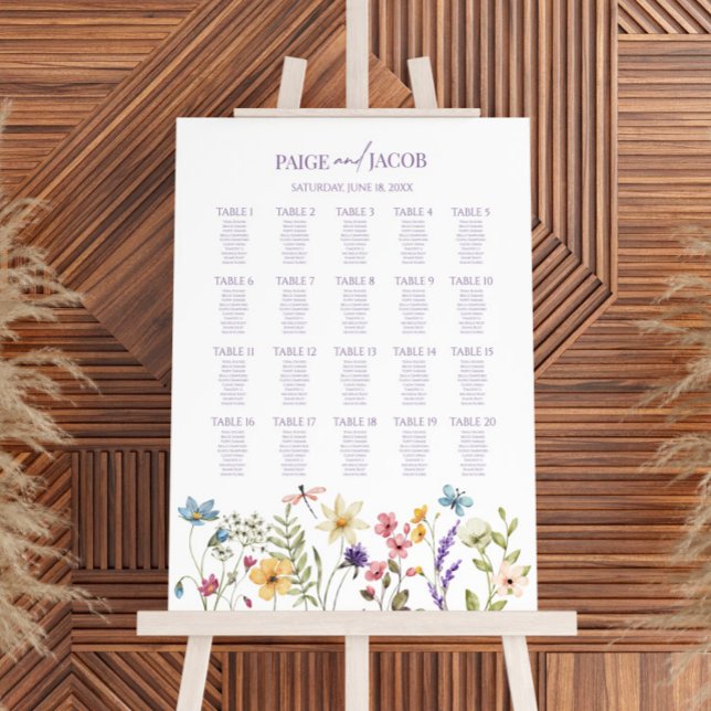 Wildflower Floral Large Wedding Seating Chart Foam Board (Creator Uploaded)