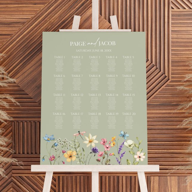 Wildflower Floral Large Wedding Seating Chart Foam Board (Creator Uploaded)