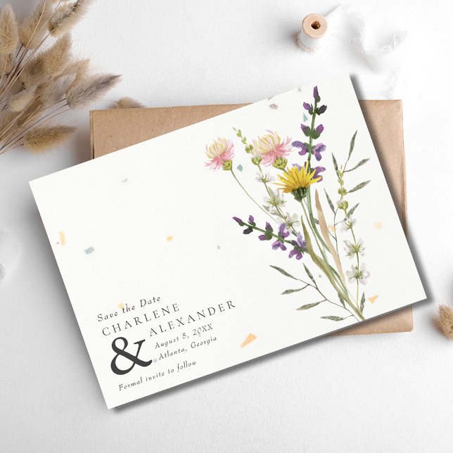 Wildflower Floral Meadow Garden Photo Wedding Save The Date (Wildflower Floral Meadow Garden Photo Wedding Save The Date)