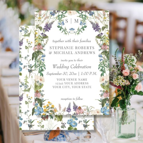 Wildflower Floral Meadow Spring Colorful Wedding Invitation