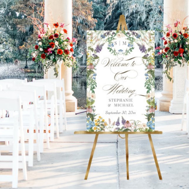 Wildflower Floral Meadow Spring Welcome Wedding Foam Board (Creator Uploaded)