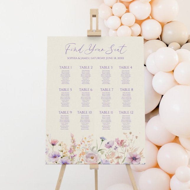 Wildflower Floral Medium Wedding Seating Chart Foam Board (Creator Uploaded)