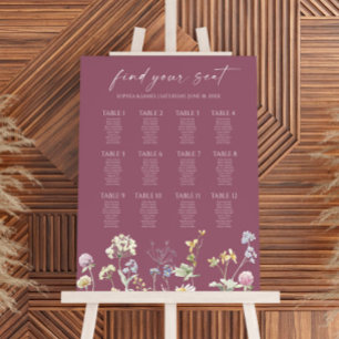 Wildflower Floral Medium Wedding Seating Chart Foam Board