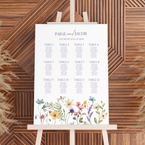 Wildflower Floral Medium Wedding Seating Chart Foam Board