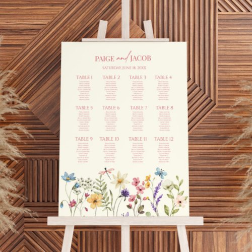 Wildflower Floral Medium Wedding Seating Chart Foam Board