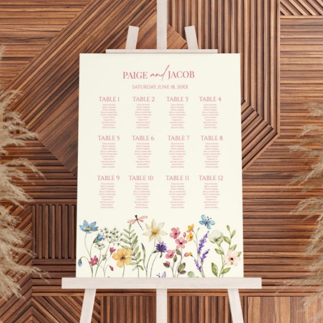 Wildflower Floral Medium Wedding Seating Chart Foam Board (Creator Uploaded)