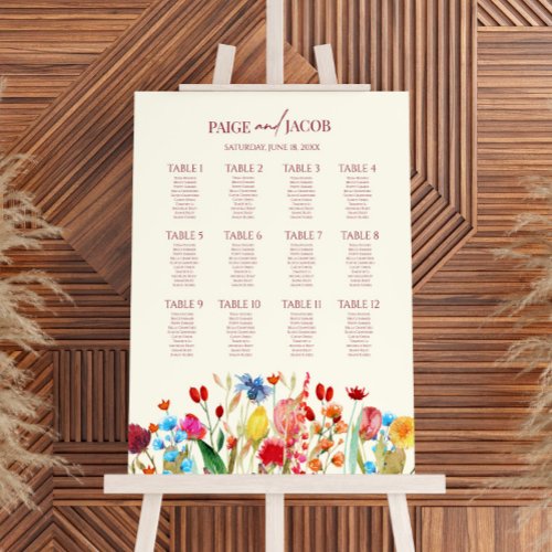 Wildflower Floral Medium Wedding Seating Chart Foam Board