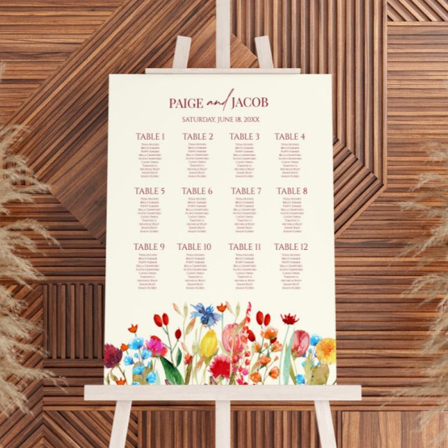 Wildflower Floral Medium Wedding Seating Chart Foam Board (Creator Uploaded)