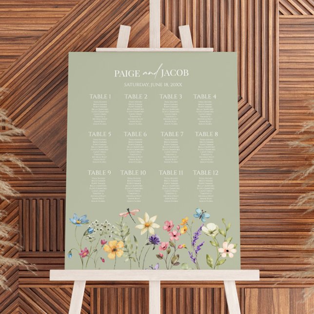 Wildflower Floral Medium Wedding Seating Chart Foam Board (Creator Uploaded)