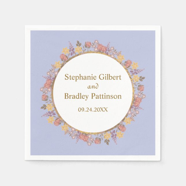 Wildflower Floral Modern Minimal Elegant Wedding Napkins (Front)