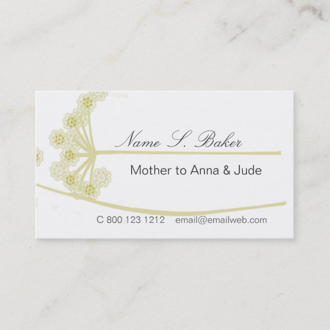 Wildflower Floral  Modern Professional Mommy Business Card (Front)