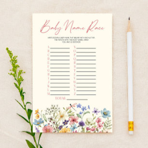 Wildflower Floral Name Race Baby Shower Game