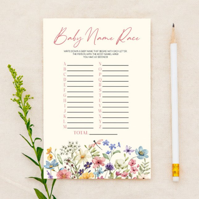 Wildflower Floral Name Race Baby Shower Game (Creator Uploaded)