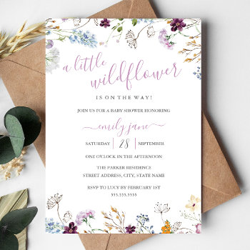 Wildflower Floral Nature Baby Shower  Invitation by LittleBayleigh at Zazzle
