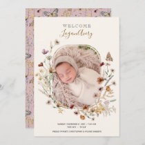 Wildflower Floral New Baby Birth Photo Announcement